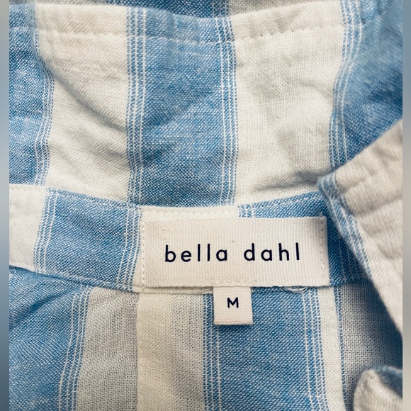 🚨 New Bella Dahl Belted Linen Blend Shirt Dress in Marina Blue Stripe Size M - Picture 5 of 7